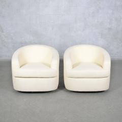 Restored Mid Century Modern Swivel Chairs with Ivory Upholstery - 3795142