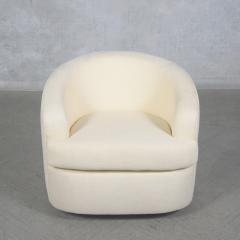 Restored Mid Century Modern Swivel Chairs with Ivory Upholstery - 3795145