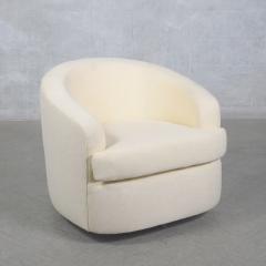 Restored Mid Century Modern Swivel Chairs with Ivory Upholstery - 3795146