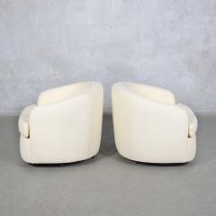 Restored Mid Century Modern Swivel Chairs with Ivory Upholstery - 3795147