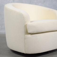 Restored Mid Century Modern Swivel Chairs with Ivory Upholstery - 3795150