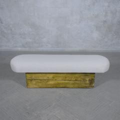 Restored Modern Slab Bench with Topstitch Boucl Cushion - 3314372