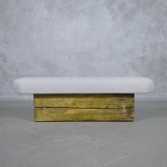 Restored Modern Slab Bench with Topstitch Boucl Cushion - 3314374