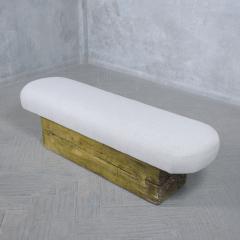 Restored Modern Slab Bench with Topstitch Boucl Cushion - 3314376