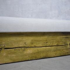 Restored Modern Slab Bench with Topstitch Boucl Cushion - 3314380