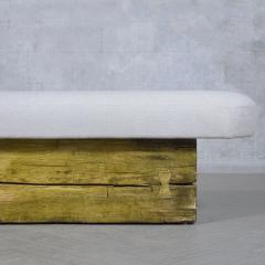 Restored Modern Slab Bench with Topstitch Boucl Cushion - 3314381