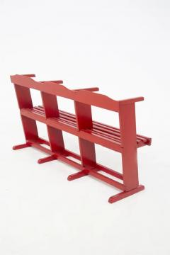 Restored Vintage Bench in Red Lacquered Wood - 3629203