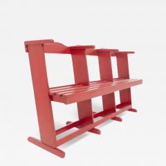 Restored Vintage Bench in Red Lacquered Wood - 3630252