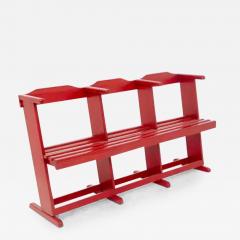 Restored Vintage Bench in Red Lacquered Wood - 3630536