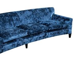 Restored Vintage Mid Century Modern Blue Velvet Curved Sofa - 2719398