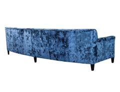 Restored Vintage Mid Century Modern Blue Velvet Curved Sofa - 2719410