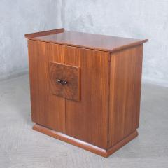 Restored Vintage Mid Century Wood Cabinet with Burl Door Details - 3421616