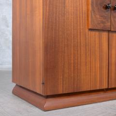 Restored Vintage Mid Century Wood Cabinet with Burl Door Details - 3421619