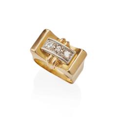 Retro 18K Gold and Rose cut Diamond Ring - 3397197