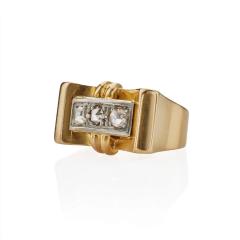 Retro 18K Gold and Rose cut Diamond Ring - 3397198