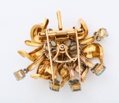 Retro Aquamarine and Diamond Gold Brooch Pin - 767263