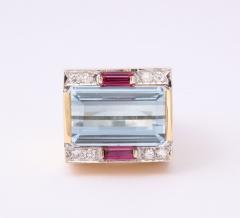 Retro Aquamarine and Gold Ring - 2744777