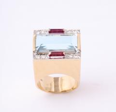 Retro Aquamarine and Gold Ring - 2744783