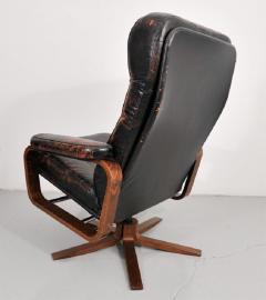 Retro Danish Leather Swivel Lounge Chair - 878380