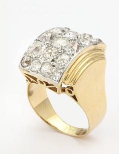 Retro French Gold Ring with a Cluster of Diamonds - 501635