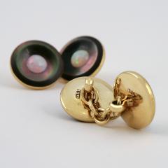 Retro Gold Mother of Pearl and White Opals Cuff Links - 118553