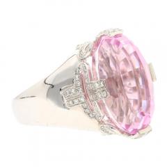 Retro Inspired 20 76 Carat Kunzite Ring in 18K White Gold with 0 66 CTW - 3549659