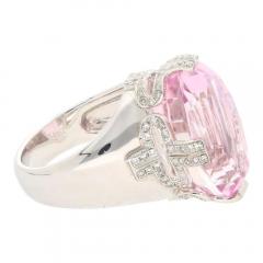 Retro Inspired 20 76 Carat Kunzite Ring in 18K White Gold with 0 66 CTW - 3549661