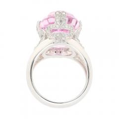 Retro Inspired 20 76 Carat Kunzite Ring in 18K White Gold with 0 66 CTW - 3549663