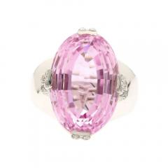 Retro Inspired 20 76 Carat Kunzite Ring in 18K White Gold with 0 66 CTW - 3549712