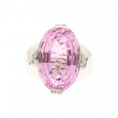 Retro Inspired 20 76 Carat Kunzite Ring in 18K White Gold with 0 66 CTW - 3610478