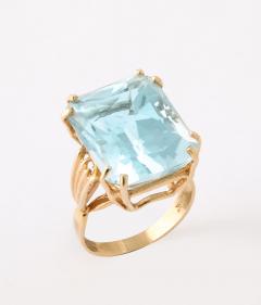 Retro Natural Aquamarine Ring 14K - 4426451