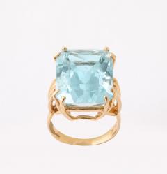 Retro Natural Aquamarine Ring 14K - 4426452