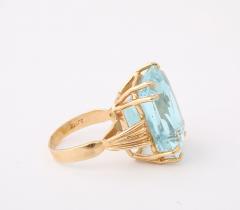 Retro Natural Aquamarine Ring 14K - 4426453