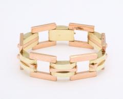 Retro Rose and Yellow Gold Tank Bracelet 14K - 2915040