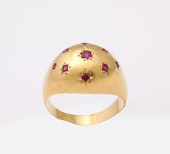 Retro Ruby Bombe Gold Ring with Star Set Rubies  - 4010694