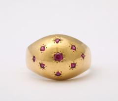 Retro Ruby Bombe Gold Ring with Star Set Rubies  - 4010696