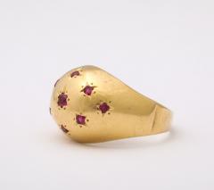 Retro Ruby Bombe Gold Ring with Star Set Rubies  - 4010697