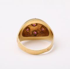 Retro Ruby Bombe Gold Ring with Star Set Rubies  - 4010698