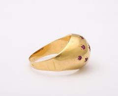 Retro Ruby Bombe Gold Ring with Star Set Rubies  - 4010699