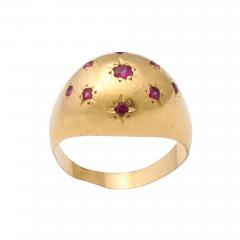 Retro Ruby Bombe Gold Ring with Star Set Rubies  - 4014692