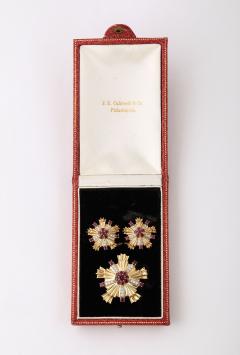 Retro Ruby Diamond and 14k Gold Earring and Brooch Set - 4422902