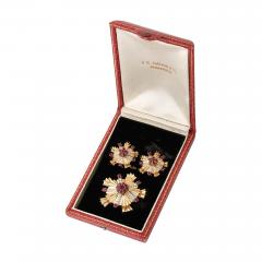 Retro Ruby Diamond and 14k Gold Earring and Brooch Set - 4426435