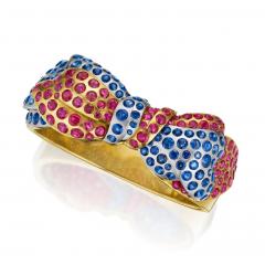 Retro Ruby and Sapphire Bow Bracelet - 4696347