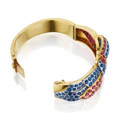 Retro Ruby and Sapphire Bow Bracelet - 4696348