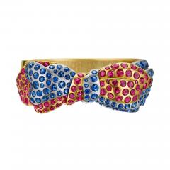 Retro Ruby and Sapphire Bow Bracelet - 4697542