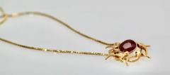 Retro Snake Pendant with 9 Carat Ruby in 14k 22k Gold - 3455243