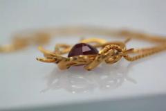Retro Snake Pendant with 9 Carat Ruby in 14k 22k Gold - 3455323