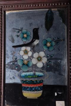 Reverse Glass Painting with Bird - 3871412