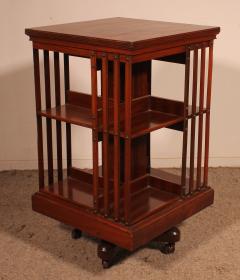 Revolving Bookcase In Walnut With Iron Base 19th Century - 3605747