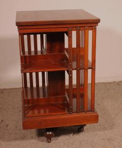 Revolving Bookcase In Walnut With Iron Base 19th Century - 3605748
